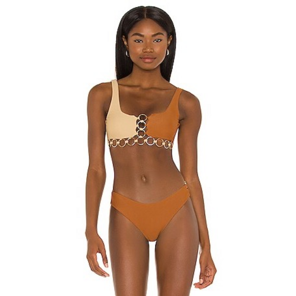 lovewave Tops - lovewave The Everette Top in Brown & Nude in Tan